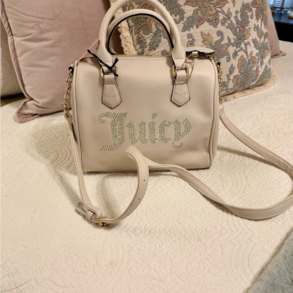 Juicy Couture Cream Satchel with Embossed Logo